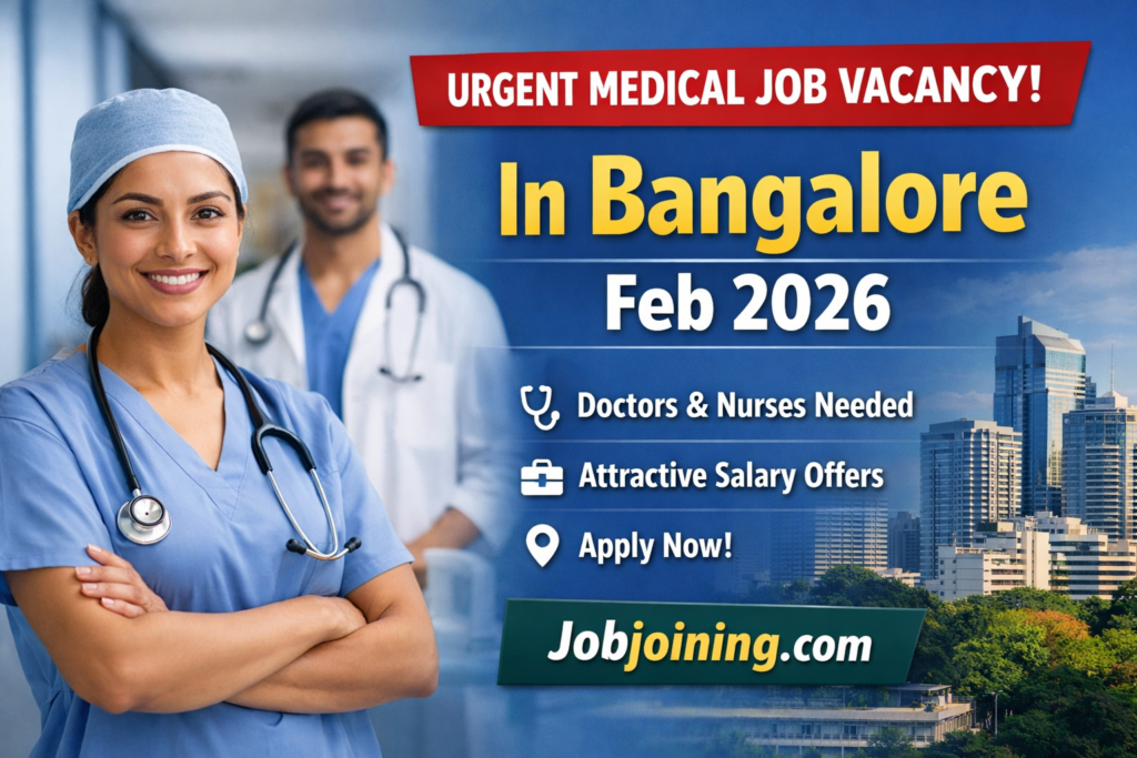 Urgent Medical job vacancy In Bangalore Feb 2026 - Jobjoining.com
