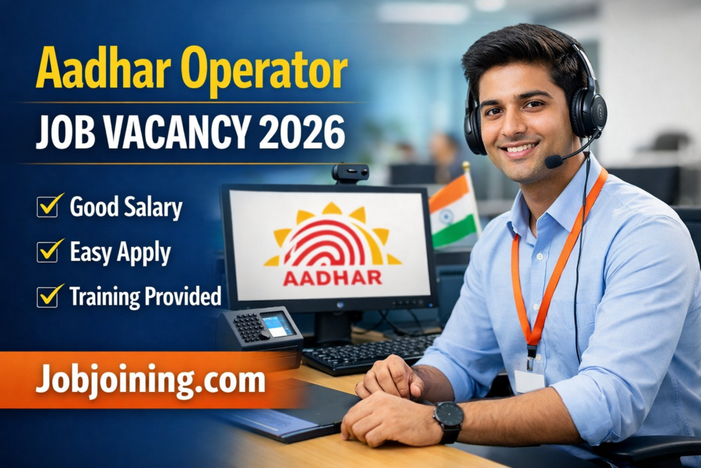 Aadhar Operator Job Vacancy 2026 - Jobjoining.com