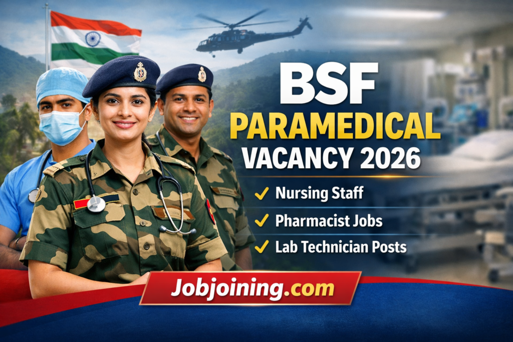 BSF Paramedical Vacancy 2026 - Jobjoining.com