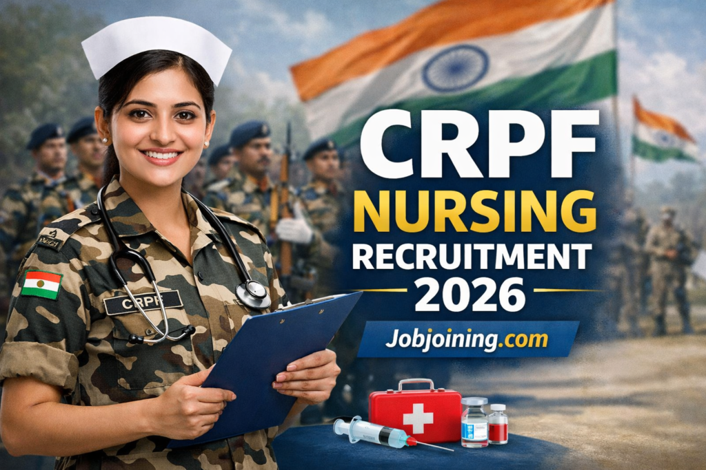 CRPF Nursing Recruitment 2026 - Jobjoining.com