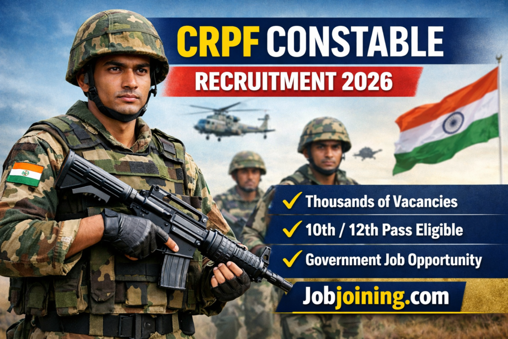 CRPF Constable Recruitment 2026 - Jobjoining.com
