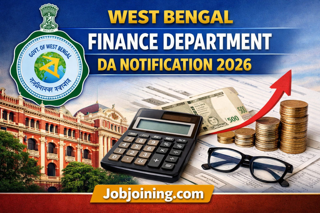 West Bengal Finance Department DA Notification 2026 - Jobjoining.com