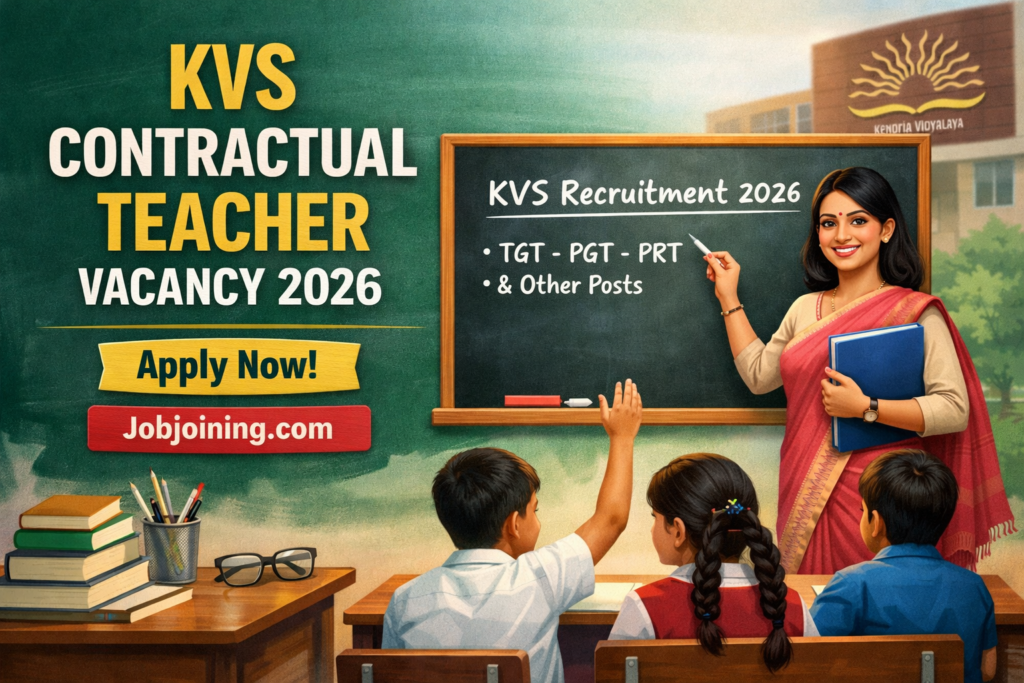 KVS Contractual Teacher Vacancy 2026 - Jobjoining.com