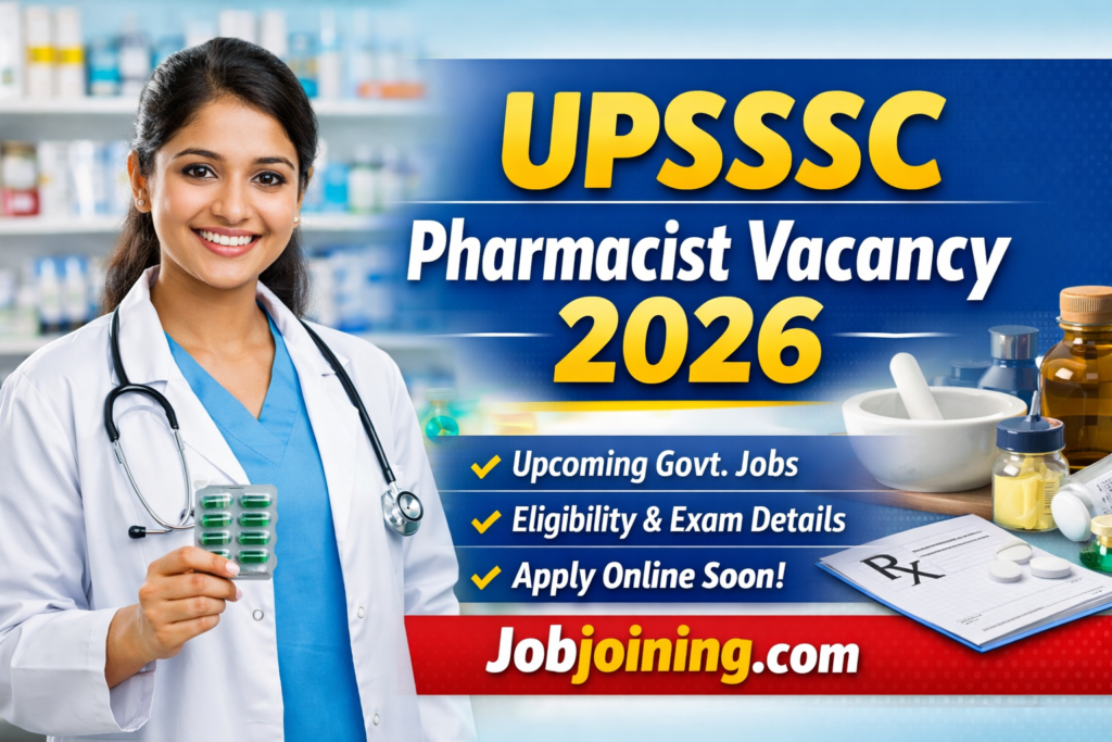UPSSSC Pharmacist Vacancy 2026 - Jobjoining.com